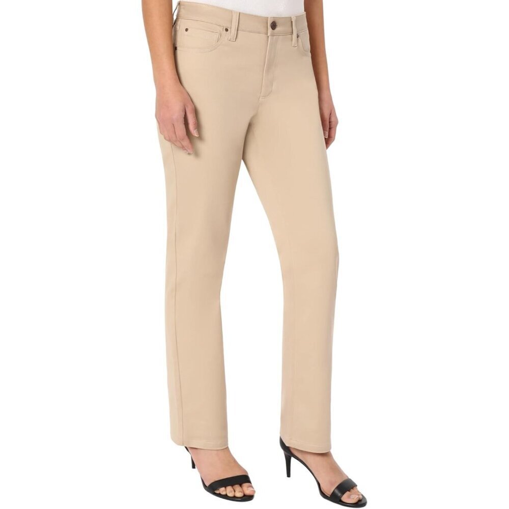 Women's Straight-Leg Jean Cotton-Polyester Blend Size 12 Khaki Durable Comfortab - Picture 2 of 3